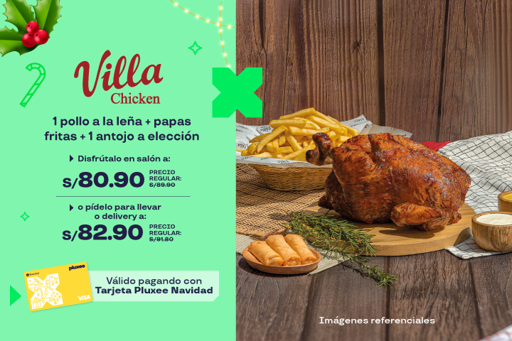 1 POLLO A LA LEÑA + PAPAS FRITAS + 1 ANTOJO A SELECCIÓN (CHORIZO, MORCILLA, BROCHETA DE POLLO, ANTICUCHO, ROLLS, MOLLEJITAS O CHINCHULINES)